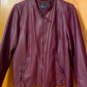 Lane Bryant burgundy faux leather jacket. Size 22/24